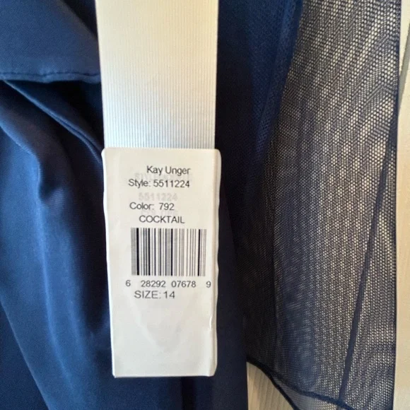 Kay Unger elegant Midnight Blue Long Sleeve Dress - Picture 5 of 11